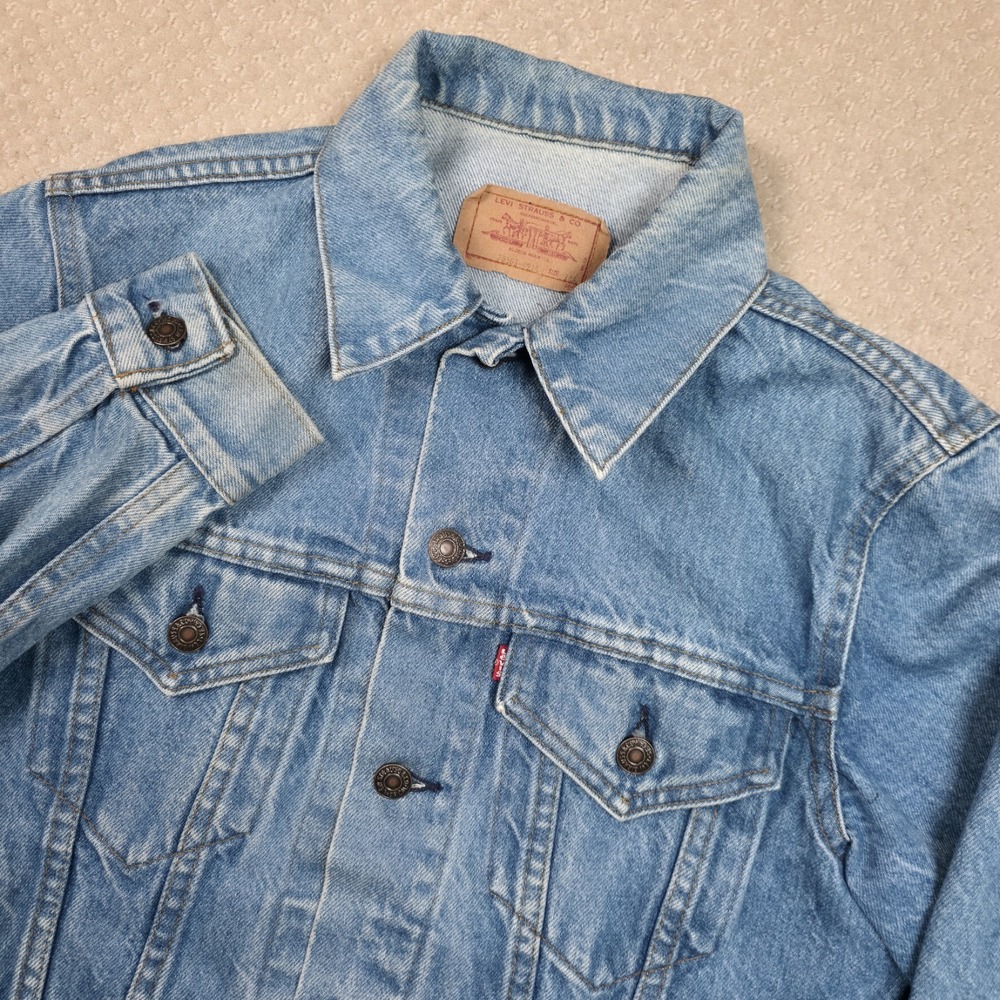 Vintage 80s Levi's 70506 0214 Trucker Denim Jean Jacket Mens 38 USA Made Red Tab